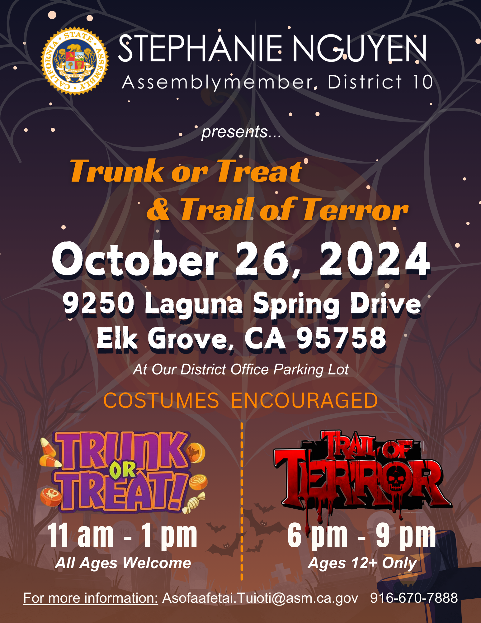 Trunk or Treat and Trail of Terror Flyer