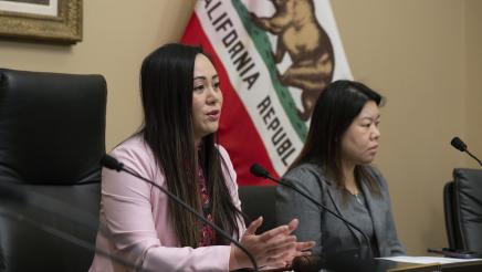 Assemblymember Nguyen sits on the Dais for the API Mental Health Hearing